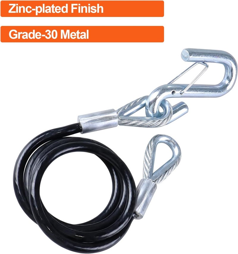 TeukRiGa 5/16" x 44-1/2" Grade 30 Steel Black Boat Trailer Safety Chain with 1 Spring Clip Hooks 5000 lbs, 2 Pcs (5/16" x 44-1/2") - Image 3